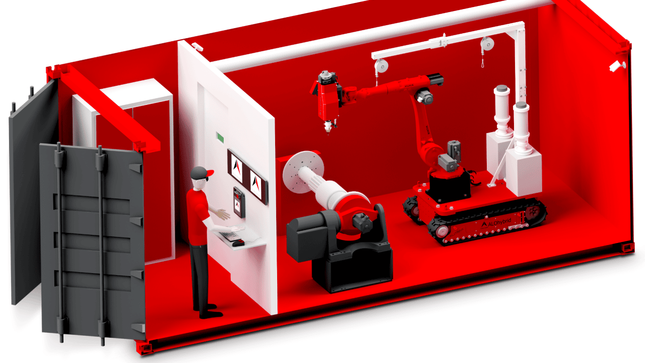 Reparaturstation im Container für den Außeneinsatz